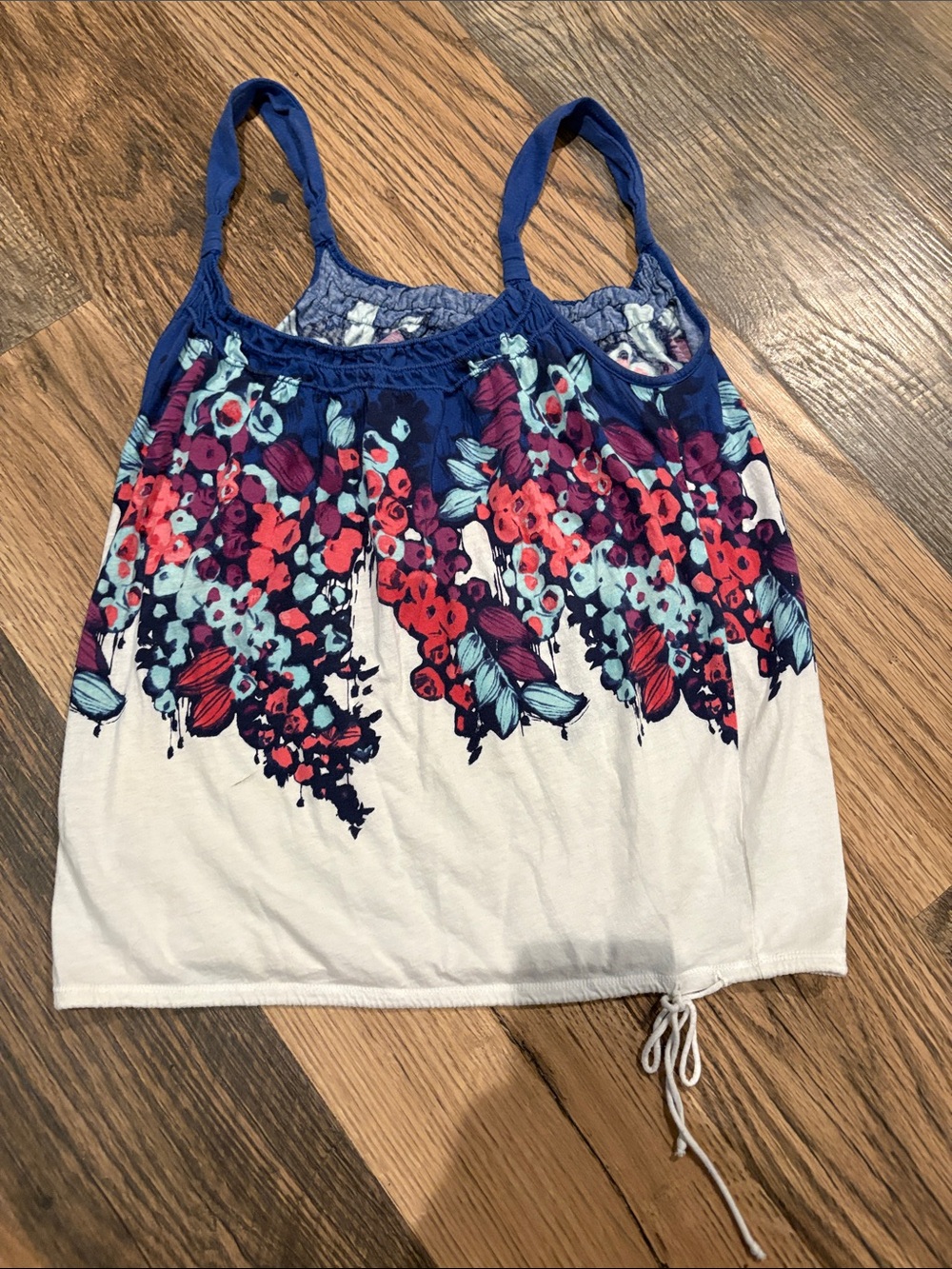 American Eagle Outfitters Navy & White Floral Drawstring Tank